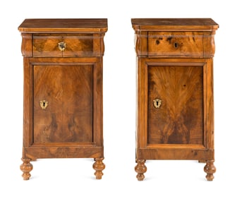 A Pair of Italian Gilt Bronze Mounted Walnut Side Cabinets