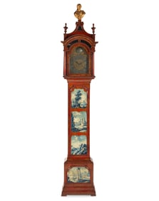 A Continental Painted Tall Case Clock