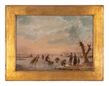 Follower of Aert van der Neer, 17th Century, Ice Skaters on a Frozen River