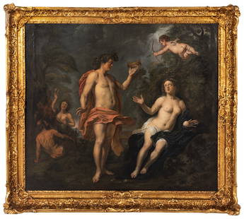 Attributed to Augustin Terwesten (Dutch, 1711-1781) Bacchus and Ariadne: Attributed to Augustin Terwesten (Dutch, 1711-1781) Bacchus and Ariadne oil on canvas 46 x 52 inches. Property of a California Collector This lot is located in Chicago. Provenance: Bonhams, Los