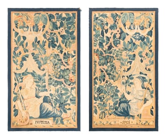 A Pair of Flemish Tapestry Panels Emblematic of Hope and Justice