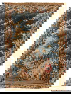 A Flemish Mythological Tapestry: A Flemish Mythological Tapestry 18th Century 9 feet 9 inches x 6 feet 10 inches. This lot is located in Chicago.
