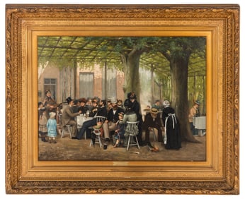 A. Rodolphe Jacobs (Belgian, 19th Century) The Garden Cafe, 1882