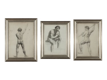 Christopher Wilhelm Eckersberg (Danish, 1783-1853) A Group of Three Male Nudes, 1824-1830