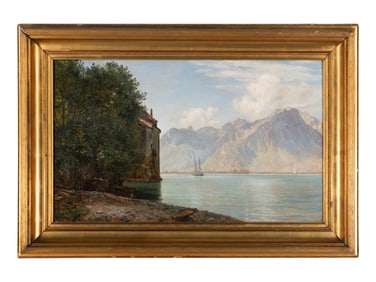 Janus La Cour (Danish, 1837-1909) Chateau De Chillon, Lake Geneva, 1876