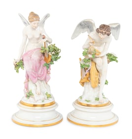 A Pair of Meissen Porcelain Figures of Cupid and Psyche