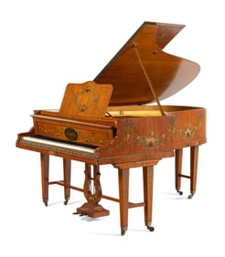 A Painted Satinwood Grand Piano