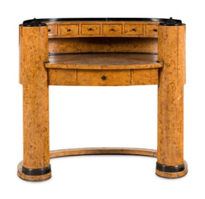 A Biedermeier Style Part Ebonized and Inlaid Karelian Birch Desk