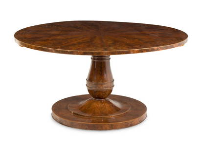 A Biedermeier Satinwood Inlaid Mahogany Tilt-Top Breakfast Table: A Biedermeier Satinwood Inlaid Mahogany Tilt-Top Breakfast Table 19th Century Height 30 x diameter of top 59 1/2 inches. Property of a California Collector This lot is located in Chicago. Provenance: