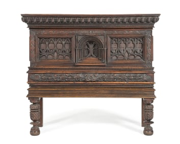 An English Gothic Revival Oak Court Cupboard