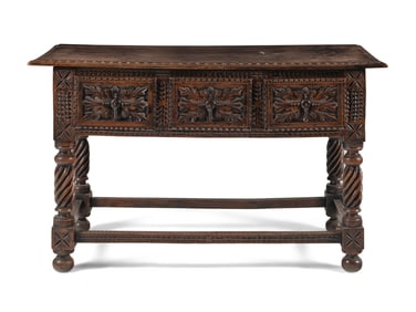 A Jacobean Style Carved Walnut Console Table