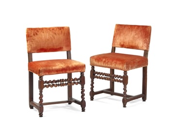 A Pair of Charles II Oak Side Chairs