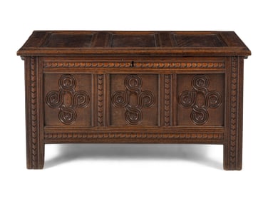 A William and Mary Carved Oak Blanket Chest