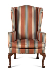 A Queen Anne Walnut Wingback Armchair