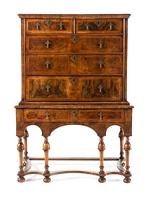 A William and Mary Walnut Chest on Stand