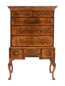 A George I Walnut Chest on Stand