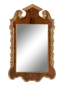A George II Walnut and Parcel Gilt Mirror