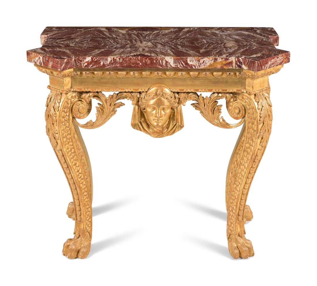A George II Carved Giltwood and Red-Onyx Veneered Top Pier Table (1 of 5)