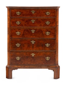 A George II Burl Walnut Chest of Drawers