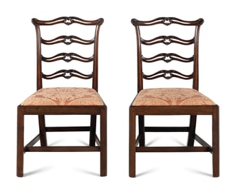 A Pair of George III Mahogany Ladderback Side Chairs