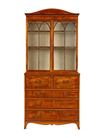 A George III Satinwood Bureau Bookcase