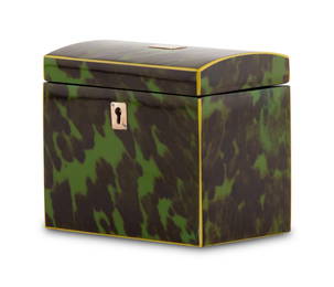 An English Green-Dyed Tortoiseshell Tea Caddy