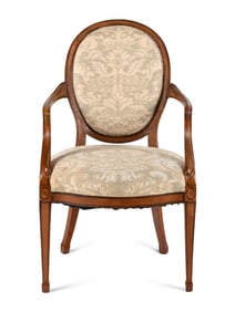 A George III Satinwood and Marquetry Open Armchair