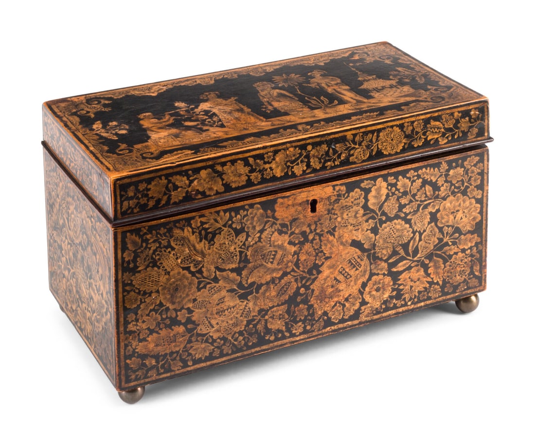 An English Penwork Tea Caddy (1 of 3)