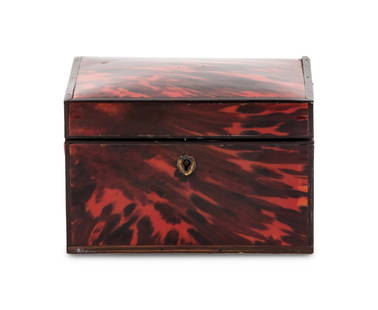 A George III Tortoise Shell Table Casket: A George III Tortoise Shell Table Casket Circa 1800 Height 4 x width 6 1/4 x depth 5 1/4 inches. Property from the Charlecote Antique Store, Kansas City, Missouri This lot is located in Chicago. NOTE:
