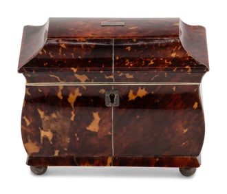 A Regency Tortoise Shell Tea Caddy