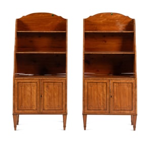 A Pair of Regency Satinwood and Part-Ebonized Waterfall Bookcases