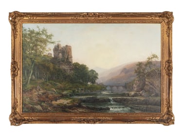 George Pettitt (British, 1831-1863) A Riverside Castle, 1866