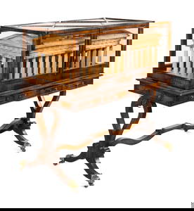 A Carved Wood Model of the Paestum Temple of Hera II in a Rosewood Display Case