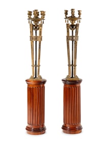 A Pair of Neoclassical Gilt Bronze Seven-Light Candelabra