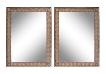 A Pair of Mother-of-Pearl and Tortoiseshell Marquetry Mirrors