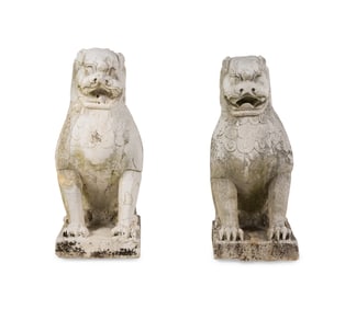 A Pair of Marble Guardian Lions