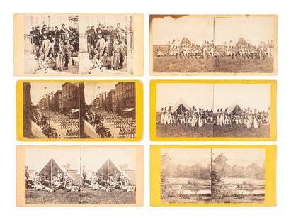 [CIVIL WAR]. A group of 20 stereoviews of the 7th New York State Militia. : [CIVIL WAR]. A group of 20 stereoviews of the 7th New York State Militia. 20 assorted stereoviews featuring scenes and subjects related to the 7th New York State Militia including: Review of the