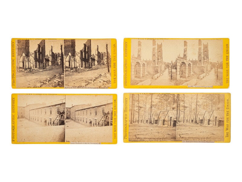 [CIVIL WAR]. 15 stereoviews ft. ruins, important buildings & locales during and just after the war. (1 of 8)