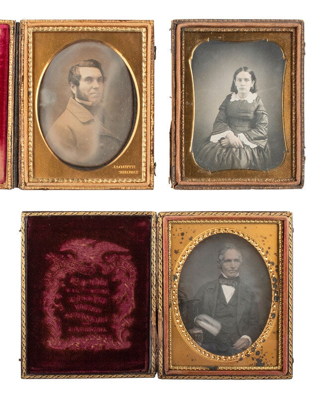 [EARLY PHOTOGRAPHY]. 11 quarter plate daguerreotype portraits incl. WHITEHURST & JAQUITH examples.  (1 of 3)