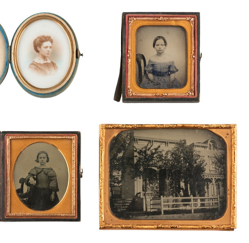 [EARLY PHOTOGRAPHY] 75+ tintypes and ambrotypes of civilians, incl. occupational and outdoor views.  (1 of 5)