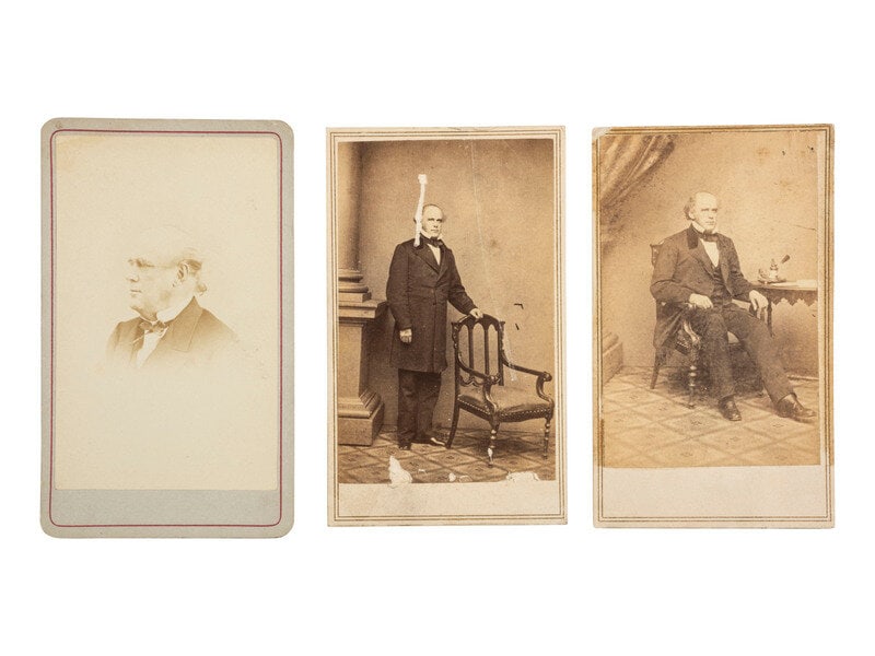 [CHASE, Salmon P. (1808-1873)]. 3 CDVs of Lincoln's treas. sec. and 6th Supreme Court Chief Justice. (1 of 2)