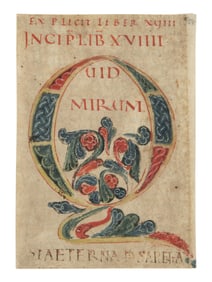 CENTRAL ITALIAN ILLUMINATOR Cutting with a decorated initial ‘Q’ from a Moralia in Job, in
