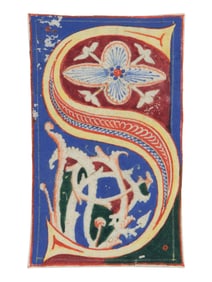 TUSCAN ILLUMINATOR Decorated initial ‘S’, from an Atlantic Bible, in Latin, illuminated