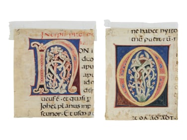 SIENESE(?) ILLUMINATOR, Two decorated initials ‘N’ and ‘O’ from an Atlantic