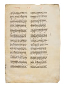 MAGNIFICENT REMNANT OF ITALIAN ROMANESQUE MANUSCRIPT CULTURE Florentine School, single leaf from a