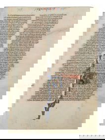 CIRCLE OF WILLIAM DE BRAILES (active Oxford, c. 1230-1260) Leaf from a Bible with a historiated