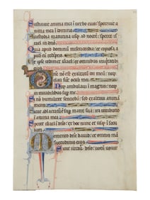 NORTHERN FRENCH ILLUMINATOR Leaf from a Psalter with an inhabited initial ‘D’ from the