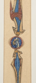 PONTIFICAL GROUP, Cutting with an historiated initial from a Cistercian Antiphonary, illuminated