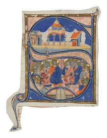 VENETIAN ILLUMINATOR Cutting with historiated initial ‘S’ with Pentecost, from a Gradual,