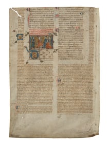 PARIS WORKSHOP, Leaf from an illuminated manuscript of Civil Law, with miniature of a witness